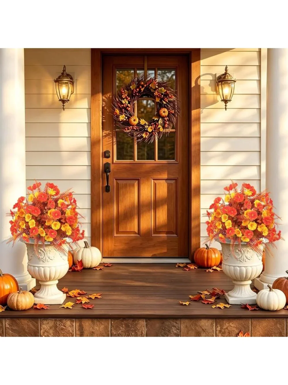 24'' Artificial Fall Topiary Balls with Morning Glory - 2 Pack, Perfect for Home